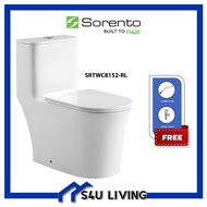 SORENTO SRTWC8152-RL One Piece Rimless Water Closet S Trap 10 Inch Soft Close Free Flexible Hose Ang