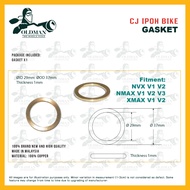 CJ IPOH BIKE 100% Copper Exhaust Gasket NVX V1 V2, NMAX V1 V2 V3, XMAX V1 V2 XMAX V1 XMAX V2