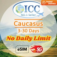 ICC eSIM Caucasus (Armenia, Azerbaiian, Georgia) 3-30 Days Data | No Daily Limit| Can use TT