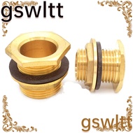 GSWLTT 2pcs Water Tank Drain Adapter, Male Thread with Gasket Brass Water Tank Connector, Fittings 1/2" 3/4" 1" Outer Teeth Garden Irrigation Bulkhead Nut Jointer Car Washing