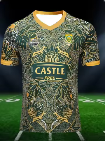 Fashion Breathable Quick-dry South Africa 2019 Men's Rugby Jersey T-shirt for Kids and Adults Summer