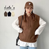 LULULS [A03210185] Clearing Stock Discount Sale C Dropped Shoulder Hooded Knitted Vest 3 Colors 1216