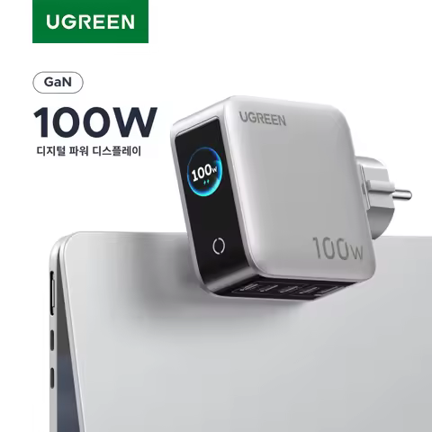 【KC-certified Korean Plug】UGREEN 100W GaN Charger With Smart Display For Macbook Pro Laptop Samsung 