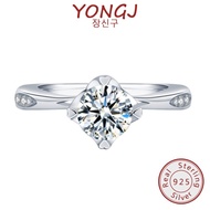 YONGJ White Gold Moissanite Ring pt950 2CT Women's Engagement Diamond Ring Four Branches