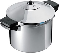Kuhn Rikon 3043 DUROMATIC Pressure Cooker 8.75 6.3 qt family of 4 with side handles to save space Silver