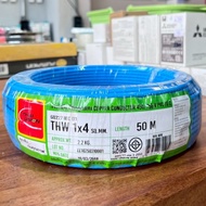 Thai union สายไฟ thw สายไฟเดินบ้าน สายไฟ THW 1 x 4 sq.mm ม้วน 50 เมตร IEC 01 มอก.ใหม่ สายเดี่ยว สาย