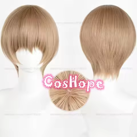 Okita Sougo Cosplay Wig 30cm Short Scalp Hair Light Brown Wig Cosplay Anime Cosplay Wigs Heat Resist
