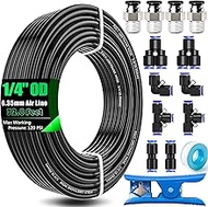 mxuteuk 15PCS 1/4 Inch Air Line Tubing Kit,1/4 Inch(6.35mm) OD x 32.8 Feet(10 Meter) Polyurethane PU