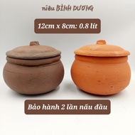 [0.8 liters] Clay pot, rice pot, clay pot, pot size 12cm x 8cm - 0.8 liter
