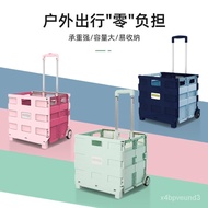 Car Trunk Storage Trolley Storage Box Foldable with Wheels Trolley Bookcase Organizing Outdoor Trailer Plastic