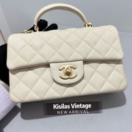 CHANEL Caviar Top Handel 米白色金扣