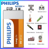 Battery 9V 6F22  Zin-c Chlorida Philips For SmartTag,Smoke Detecter,Cable Tester,Radio,Walkietalkie,