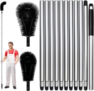 14 ft Gutter Cleaning Tool from Ground Advanced & Safe Gutter Cleaner Extended Handle with 2 Brushes