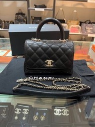 Chanel mini coco handle 黑色荔枝牛皮金鏈，chanel classic,not cf23,100%Authentic ,98-99%new🩵尖沙咀門市，歡迎使用消費券🩵