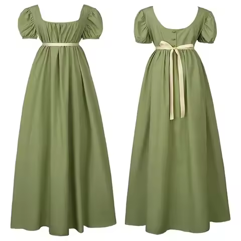 2024 Vintage Regency Dress with High-waisted Victorian Tea Gown for Women Victorian Ball Gown Dress
