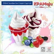[50pcs] Sundae Ice Cream Cup + Lid (250ml) - Bekas Ice Cream / Bekas Yogurt / Bekas Plastik / Plasti