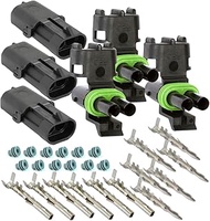 3-PACK (2-Pin) 20 Amps Weather-Pack Waterproof Male Female 2-Conductor Connector, Pin Socket Seal Ki