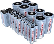 Tenergy High Capacity NiMH Rechargeable 26 Pack Cell Battery Package, 8AA, 8AAA, 4C, 4D, 2 9V Rechar
