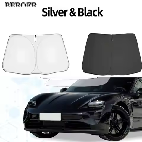 Windshield Sun Shade For Porsche Taycan 4S Taycan Turbo GTS Sunshade Sun Visor Protector Foldable Bl