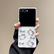 Cute Epoxy Diamond Bowknot Hello Kitty KT Cat Glitter Clear Case Cover For Samsung Galaxy Z Fold Fli