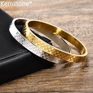 Kemstone Stainless Steel Square Check Male Bangle Men's Silver Gold Plated Bracelet Jewelry Gift