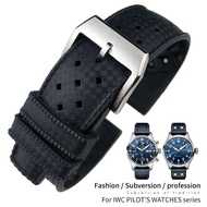 Natural Soft Fluororubber Watchband Fit for IWC Portofino TOP GUN Big Pilot'S Watches Strap Waterproof Rubber Silicone Bracelets