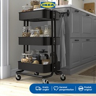 IKEA RASKOG Troli Dapur dengan 3 Rak Serbaguna Hitam 35x45x78 cm -Achreema