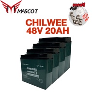 Mascot แบตเตอรี่ตะกั่วกรด 48V20Ah แบตเตอรี่จักรยานไฟฟ้า 12V12Ah แบตเตอรี่รถสามล้อไฟฟ้า CHILWEE 6-DZF