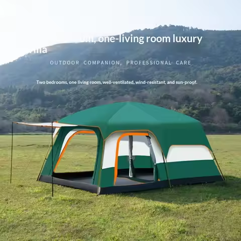 Large Camping Tent 2 Rooms Family Outdoor Tent Waterproof for 4-6/5-8/8-12 Persons 5 Colors Optional