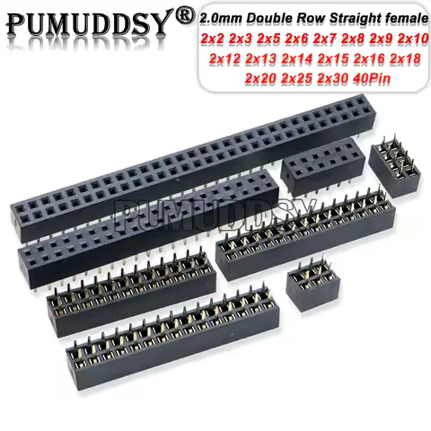 10PCS 1x 2x/2/3/4/5/6/8/10/40 Pin Double Row Straight Female Pin Header 2.0mm 2mm Strip Connector So
