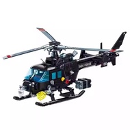 Senbao Building Blocks Black Hawk Operation AS350 Squirrel Helicopter SWAT Troop Carrier A森宝积木黑鹰行动AS