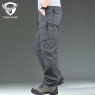 EAGLADE Tactical Cargo Pants for Men Cotton Multi Pockets M-4XL DY-215 in Grey B02