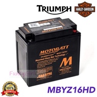 MOTOBATT MBYZ16HD QUADFLEX BATTERY YTX14 YTX12 YTX14L HARLEY DAVIDSON TRIUMPH HONDA TRX500 GTR 1400 