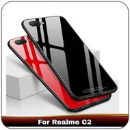 Real ME C2 C1 OPPO A1K BACK CASE FUZE TEMPERED GLASS HARD CASE CASING GLASS CASE OPPO A1 K REALME C2