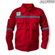 Wearpack Kerja Atasan / Kemeja Safety k3 / Baju Proyek / Seragam Kerja Pria Warna Merah Polos