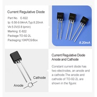 【CRD】5pcs/Pack E-822 IP:8.20mA(6.56~9.84mA) VK:5.0V PACKAGE: TO-92-2L MARK:E-822  In Stock