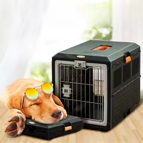 Portable foldable dog cage Oversized breathable pet airline box Car pet cage for traveling Multi-fun
