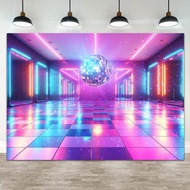 Disco Decorations Backdrop Retro Glow Party 70s 80s 90s Theme Stage Dance Background purple Party De
