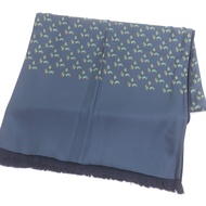 愛馬仕男士真絲安哥拉羊毛流蘇圍巾/披肩，藏藍色，附原廠盒，法國製造。