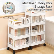 🔥2/3/4/5 Layer Rolling Storage Cart with Wheels, Adjustable Multi-Tier Organizer Shelf for Kitchen &