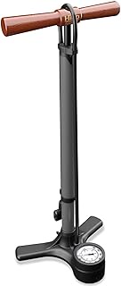 HiLo sports Bicycle Floor Pump up to 11 Bar – Fits All Valves – Floor Air Pump with Wooden Handle – 