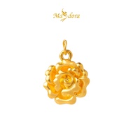 MASDORA 999 Gold Pendant Loket Emas ~ Golden Ruffled Rose (EMAS 999/24K) -- FREE 925 SILVER NECKLACE