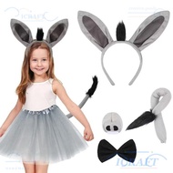 CRAFTML 4PCS Donkey Costume Set, Bow Tie Funny Donkey Headband,  Animal Tail Nose Donkey Ears Headba