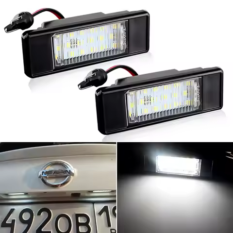 2Pcs Error Free Xenon White LED License Plate light For Infiniti Q50 Nissan Primera P12 NV200 Pathfi
