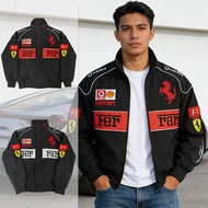 F1 Ferrari Vintage Jacket Lelaki,Embroidery Motorcycle Windbreaker Jaket,Winter Slim Baseball Jeket