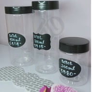 (BLACK LID) Balang kosong /Balang Kuih Plastik Pet container/Balang Rempah | Balang | Balang Plastik