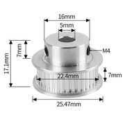 2GT GT2 Timing Belt Pulley 16T/20T/30T/36T/40T GT2 Pulley Timing Pulley - 5mm/6.35mm/8mm Bore - 6mm/