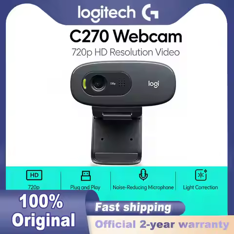 Logitech C270 HD Webcam 100% Original USB Computer Laptop Desktop Camera with Microphone Video Confe