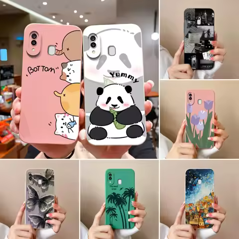 For Samsung Galaxy A30 A30S Case Cartoon Full Protection Bumper Soft Liquid Silicone Phone Back Cove