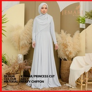 Bella Dress - Grey Princess Cut Dress Baju Bertunang Baju Nikah Khimar Dress Kembang Baju Dinner